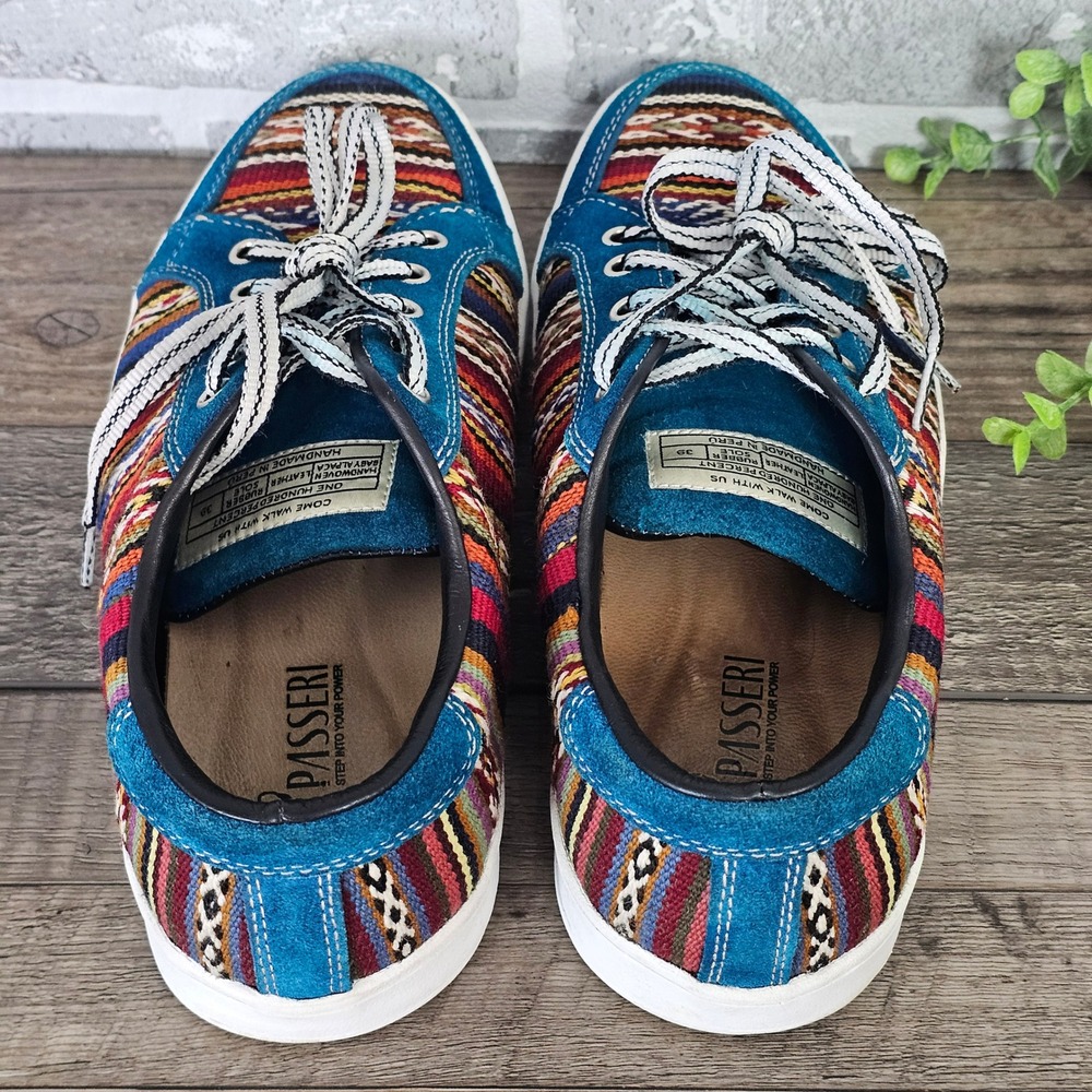 Passeri Handmade Peru Baby Alpaca Sneakers EU 39 Womens‎ 8.5 Woven Boho Fesitval - Picture 5 of 9